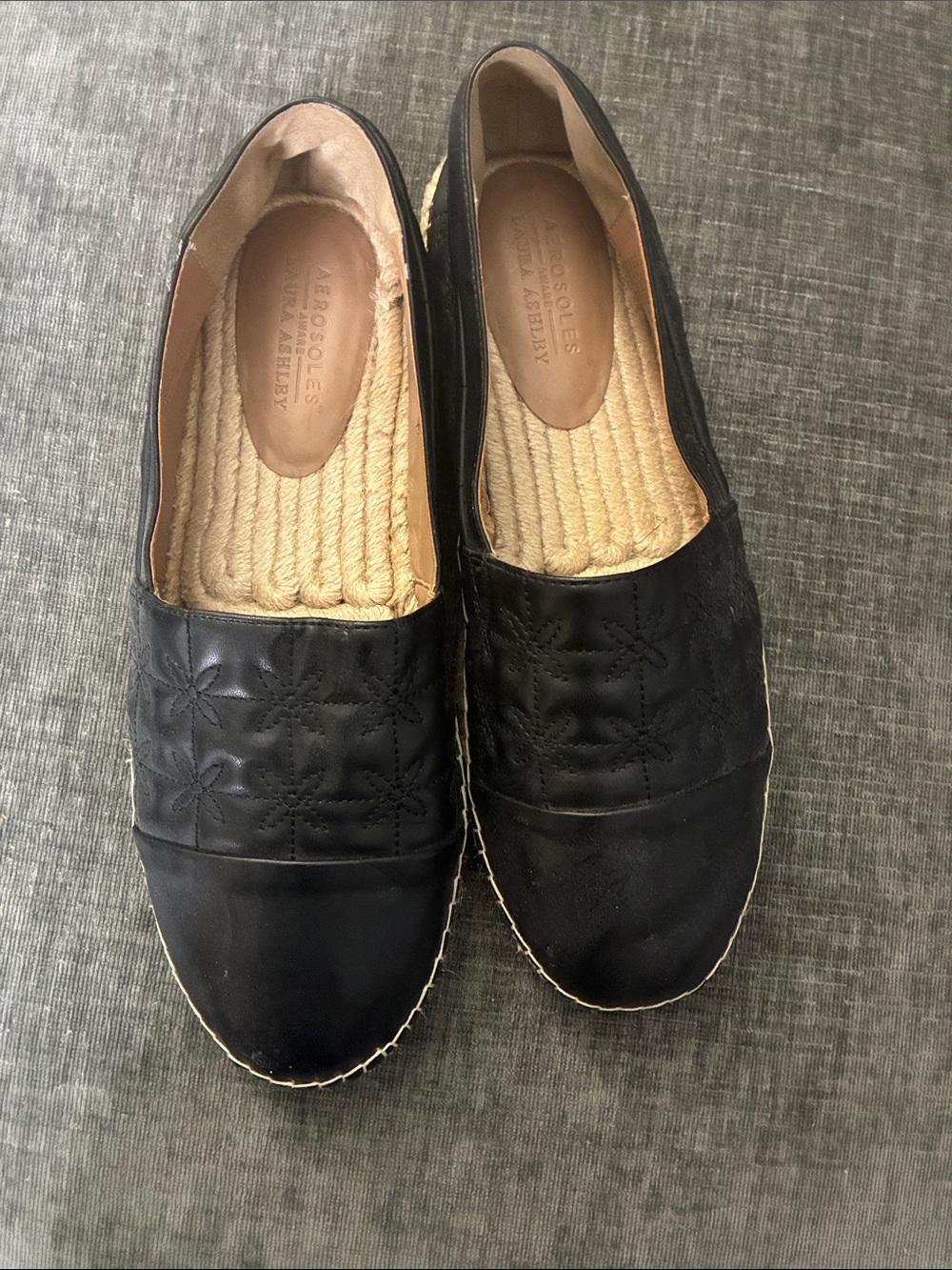 AEROSOLES Black Quilted Slip-On Espadrilles